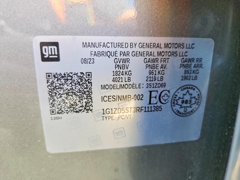 Продаж на аукціоні авто 2024 Chevrolet Malibu, vin: 1G1ZD5ST3RF111385, номер лоту: 52147756