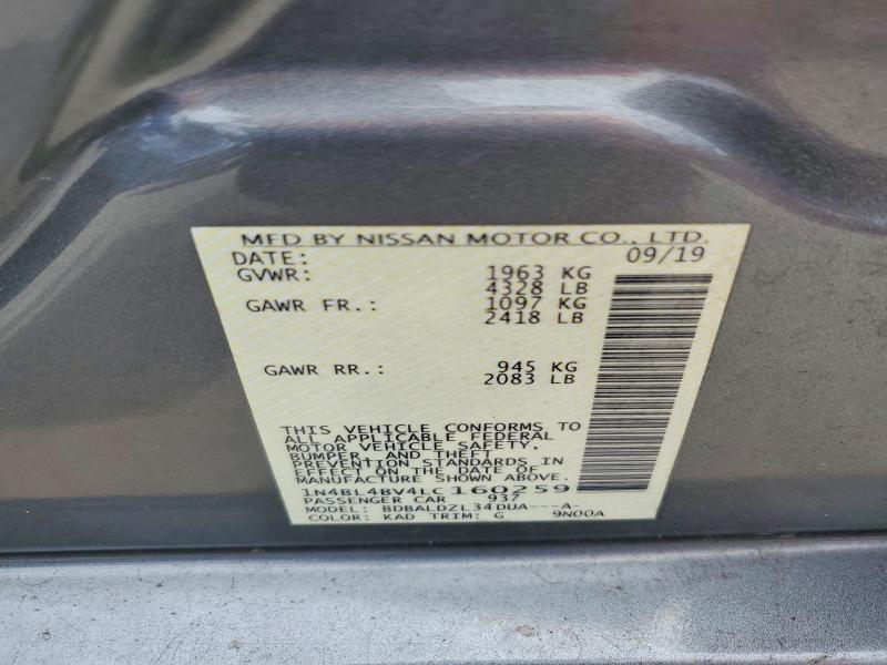 Продаж на аукціоні авто 2020 Nissan Altima, vin: 1N4BL4BV4LC160259, номер лоту: 50952156
