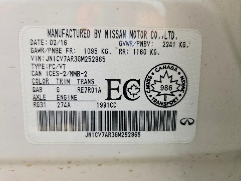 Aukcja sprzedaży 2016 Infiniti Q50, vin: JN1CV7AR3GM252965, numer aukcji: 53624416
