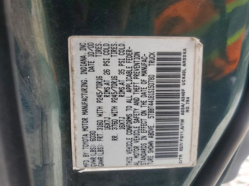 Aukcja sprzedaży 2001 Toyota Tundra, vin: 5TBBT44181S150780, numer aukcji: 54537376