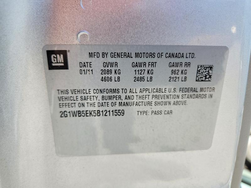 Продаж на аукціоні авто 2011 Chevrolet Impala, vin: 2G1WB5EK5B1211559, номер лоту: 53798146