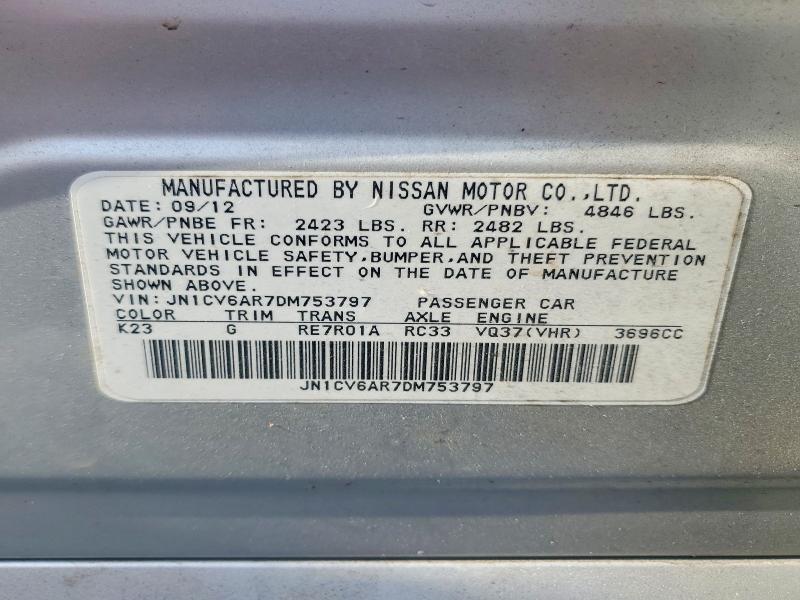Продажа на аукционе авто 2013 Infiniti G37 Sedan, vin: JN1CV6AR7DM753797, номер лота: 55201796