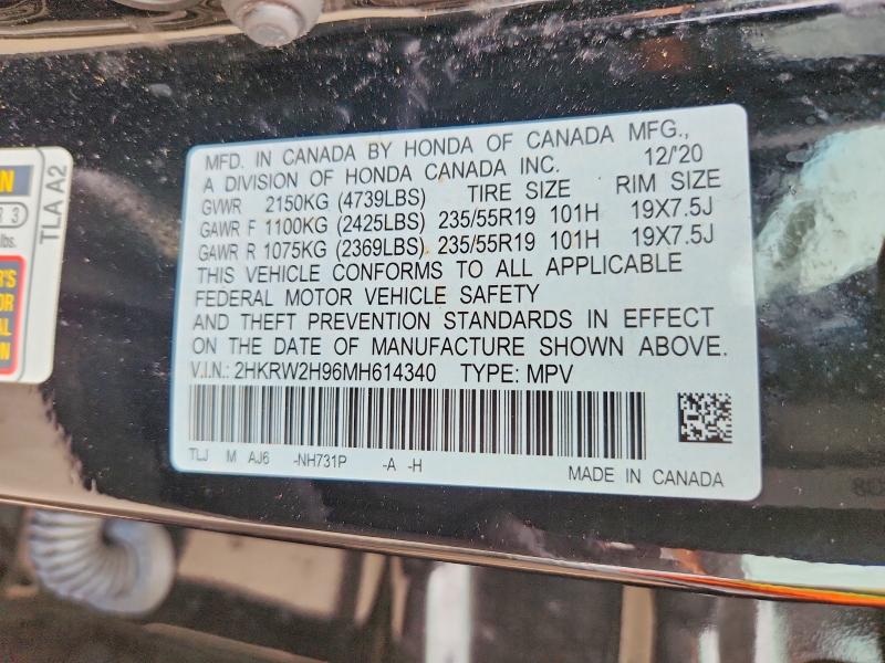 Aukcja sprzedaży 2021 Honda Cr-v, vin: 2HKRW2H96MH614340, numer aukcji: 52688876