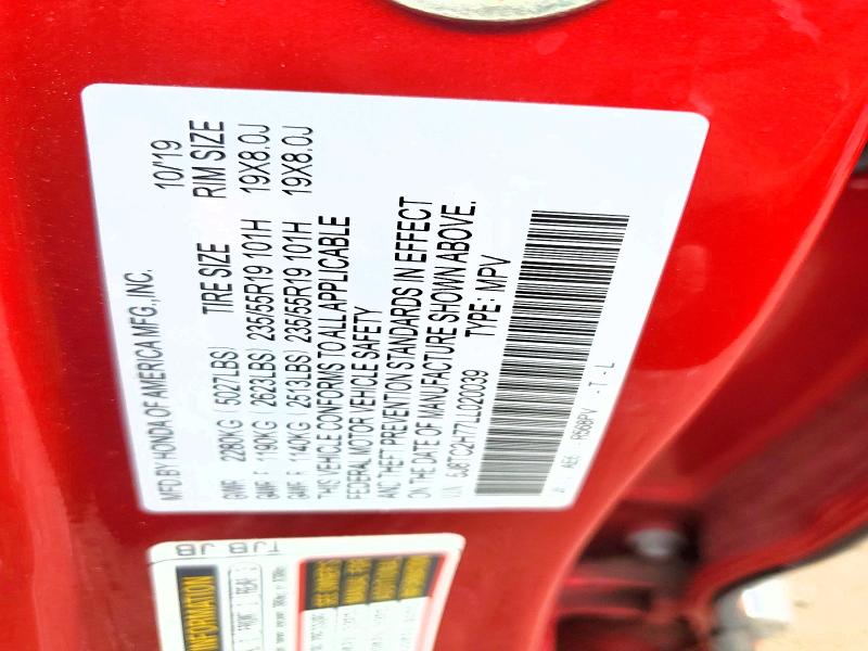 55313256 :رقم المزاد ، 5J8TC2H77LL020039 vin ، 2020 Acura Rdx مزاد بيع