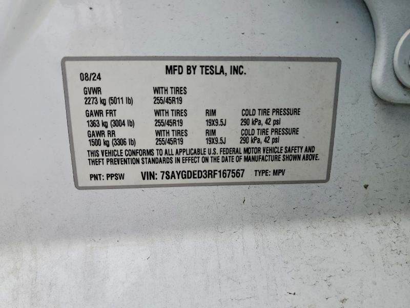 Продажа на аукционе авто 2024 Tesla Model  Y, vin: 7SAYGDED3RF167567, номер лота: 54635346