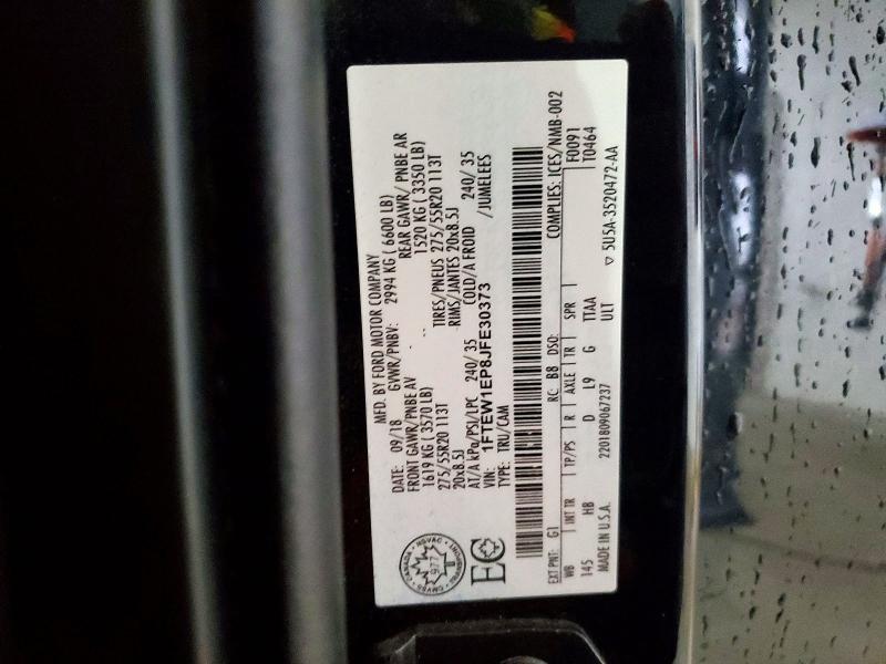 2018 Ford F150 მანქანა იყიდება აუქციონზე, vin: 1FTEW1EP8JFE30373, აუქციონის ნომერი: 53953216