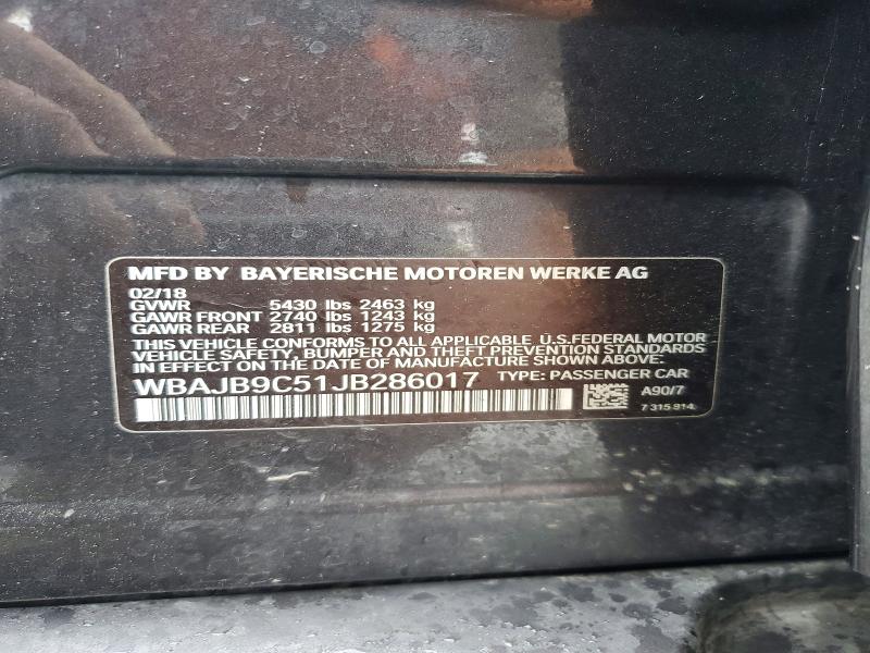 Aukcja sprzedaży 2018 Bmw M550xi, vin: WBAJB9C51JB286017, numer aukcji: 52817046