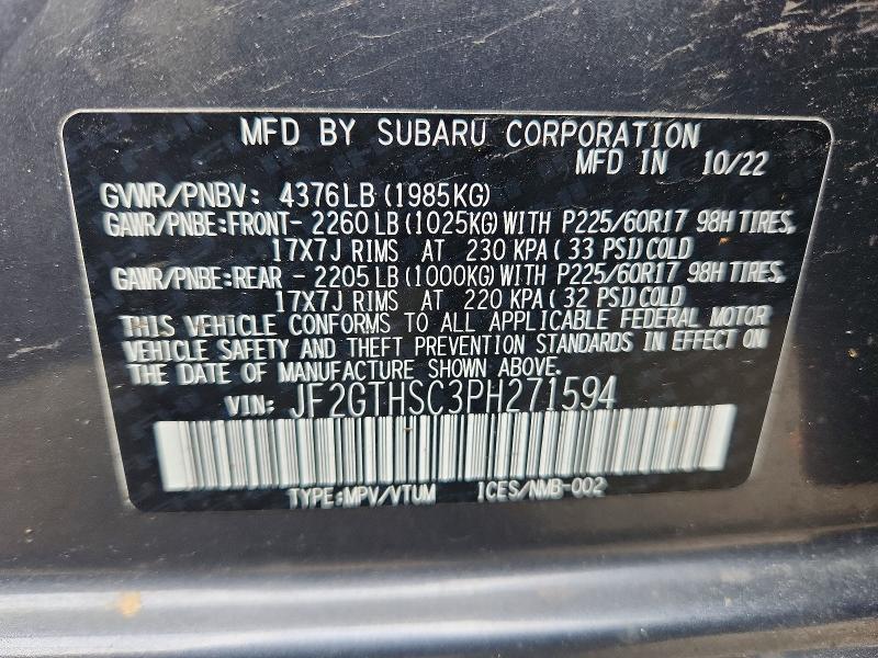 Aukcja sprzedaży 2023 Subaru Crosstrek, vin: JF2GTHSC3PH271594, numer aukcji: 53189086