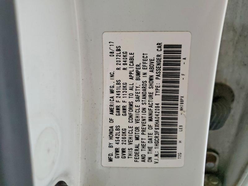 Aukcja sprzedaży 2017 Honda Accord, vin: 1HGCR3F9XHA042094, numer aukcji: 54844496