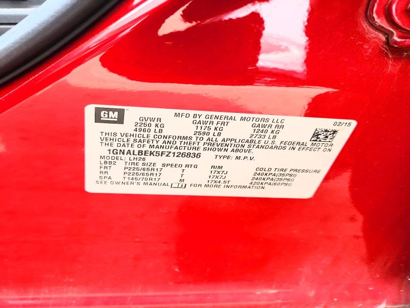 Aukcja sprzedaży 2015 Chevrolet Equinox, vin: 1GNALBEK5FZ126836, numer aukcji: 53240676