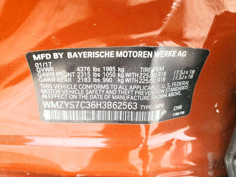 2017 Mini Cooper მანქანა იყიდება აუქციონზე, vin: WMZYS7C36H3B62563, აუქციონის ნომერი: 52588596
