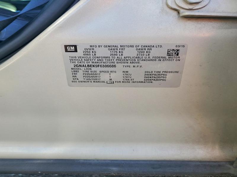 Aukcja sprzedaży 2015 Chevrolet Equinox, vin: 2GNALBEK9F6306686, numer aukcji: 54609206