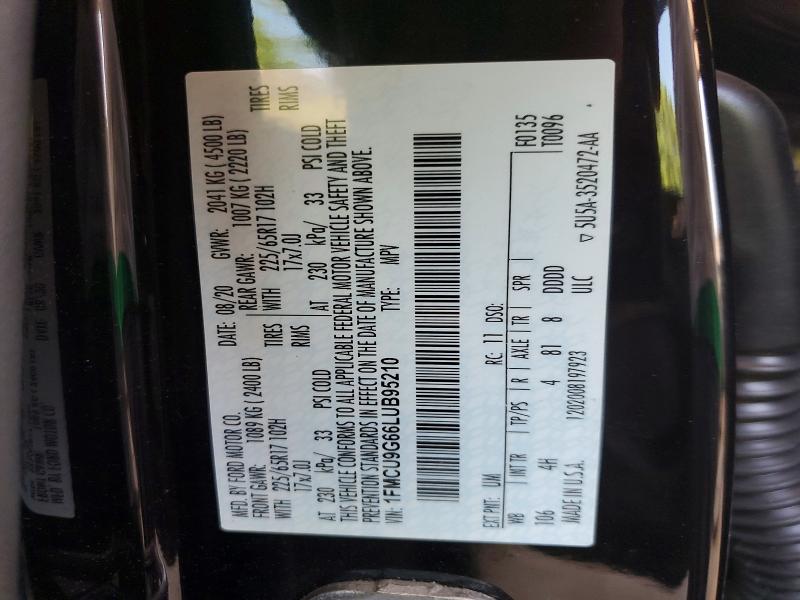 Aukcja sprzedaży 2020 Ford Escape, vin: 1FMCU9G66LUB95210, numer aukcji: 53713786