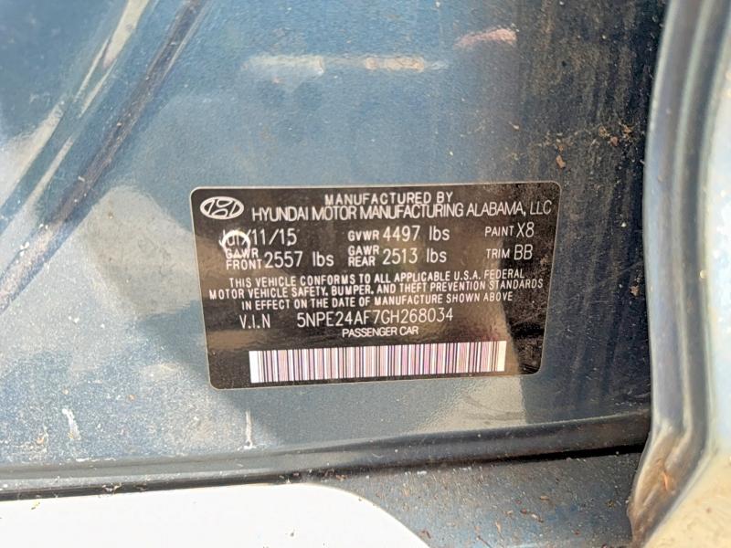 2016 Hyundai Sonata მანქანა იყიდება აუქციონზე, vin: 5NPE24AF7GH268034, აუქციონის ნომერი: 53974726