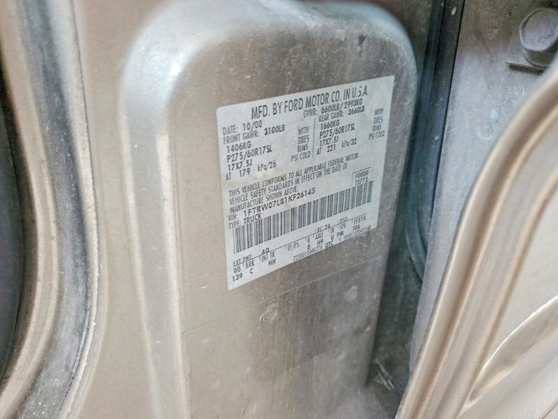 Продаж на аукціоні авто 2001 Ford F150, vin: 1FTRW07L81KF26145, номер лоту: 53102876