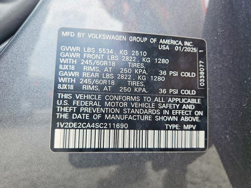 Aukcja sprzedaży 2025 Volkswagen Atlas Cross Sport, vin: 1V2DE2CA4SC211690, numer aukcji: 54278226