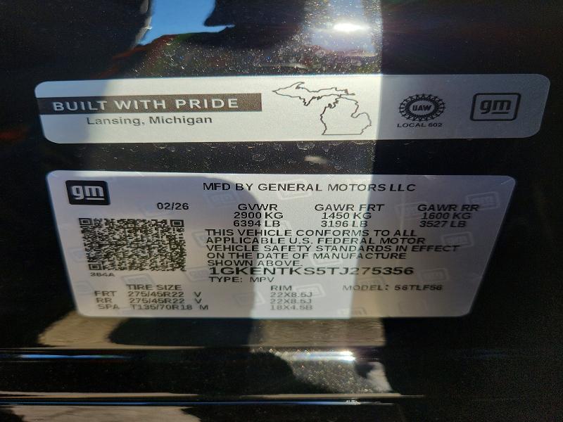 Aukcja sprzedaży 2026 Gmc Acadia, vin: 1GKENTKS5TJ275356, numer aukcji: 53261186