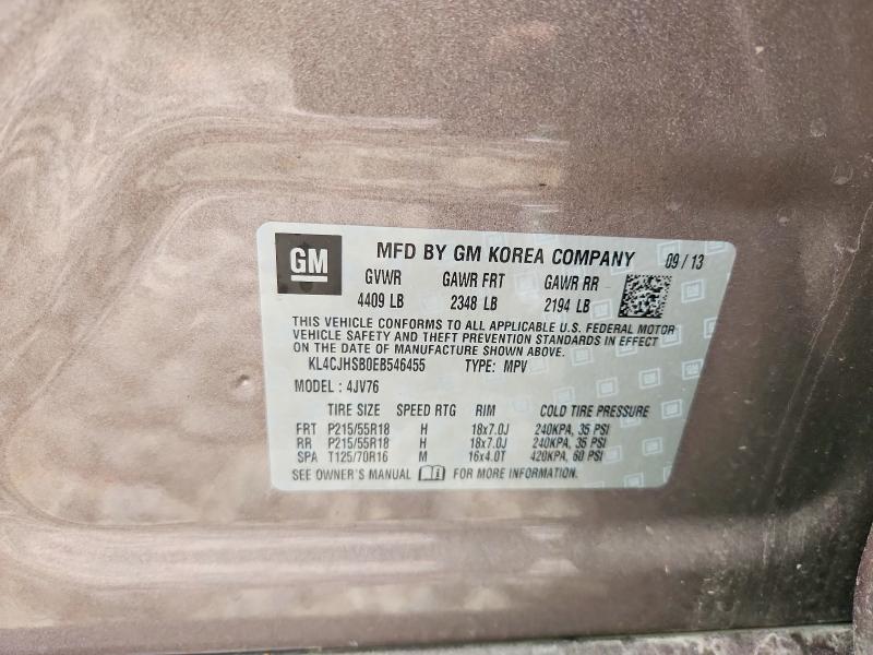 2014 Buick Encore მანქანა იყიდება აუქციონზე, vin: KL4CJHSB0EB546455, აუქციონის ნომერი: 54726266