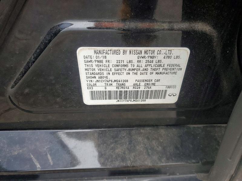 52150996 :رقم المزاد ، JN1CV7AP6JM241268 vin ، 2018 Infiniti Q50 مزاد بيع