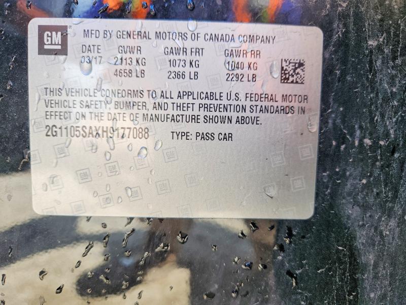 54113586 :رقم المزاد ، 2G1105SAXH9177088 vin ، 2017 Chevrolet Impala مزاد بيع