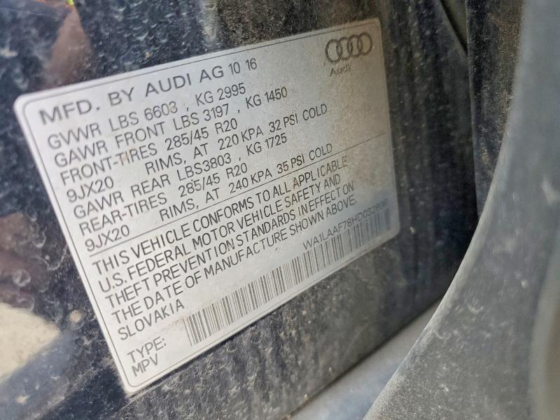 2017 Audi Q7 მანქანა იყიდება აუქციონზე, vin: WA1LAAF78HD032696, აუქციონის ნომერი: 53023356