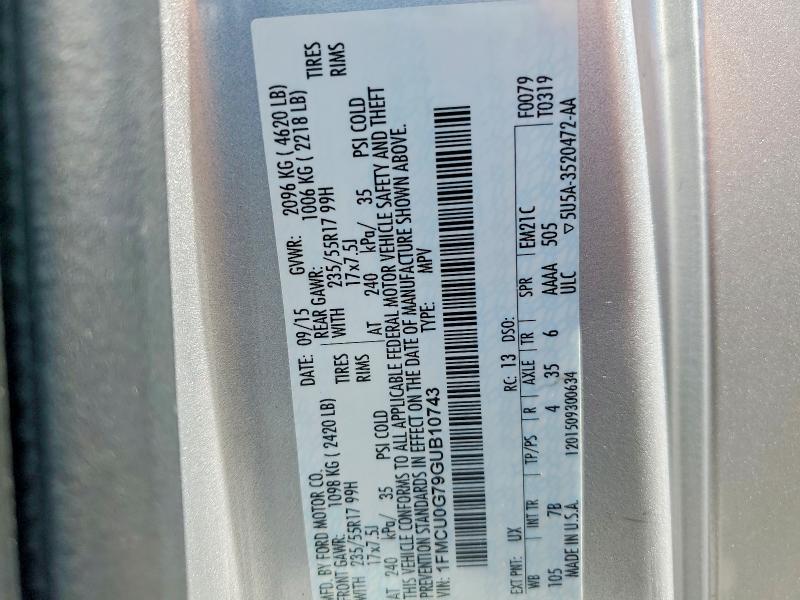 Aukcja sprzedaży 2016 Ford Escape, vin: 1FMCU0G79GUB10743, numer aukcji: 53279286