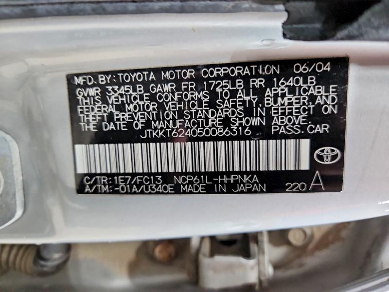 Aukcja sprzedaży 2005 Scion Xa, vin: JTKKT624050086316, numer aukcji: 53447306