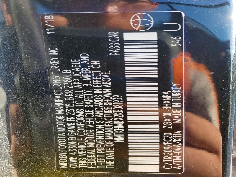 2019 Toyota C-hr მანქანა იყიდება აუქციონზე, vin: NMTKHMBX2KR081939, აუქციონის ნომერი: 51721276