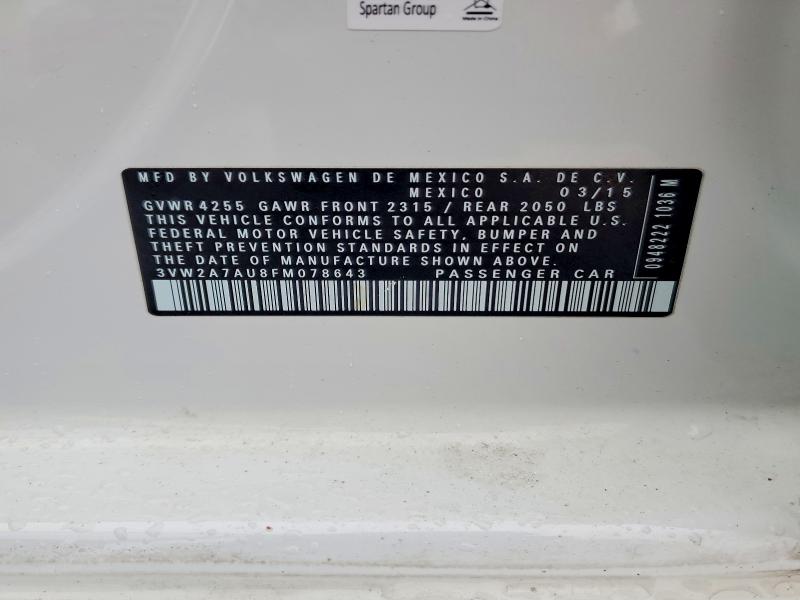Продаж на аукціоні авто 2015 Volkswagen Golf, vin: 3VW2A7AU8FM078643, номер лоту: 54771086
