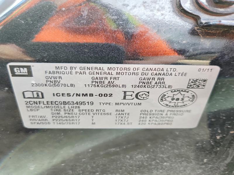 2011 Chevrolet Equinox მანქანა იყიდება აუქციონზე, vin: 2CNFLEEC9B6349519, აუქციონის ნომერი: 49880696