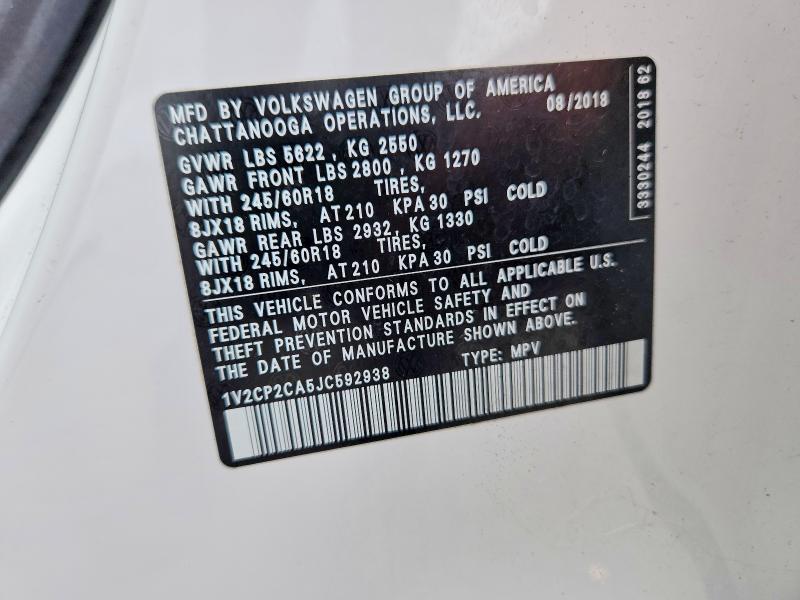 Продаж на аукціоні авто 2018 Volkswagen Atlas, vin: 1V2CP2CA5JC592938, номер лоту: 53972436