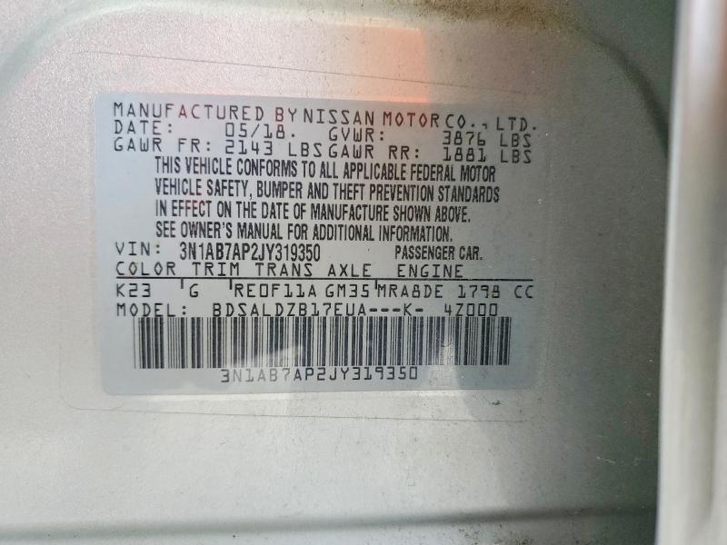 Aukcja sprzedaży 2019 Nissan Sentra, vin: 3N1AB7AP2JY319350, numer aukcji: 52898146