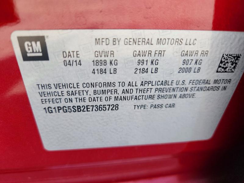 Продаж на аукціоні авто 2014 Chevrolet Cruze, vin: 1G1PG5SB2E7365728, номер лоту: 54508456