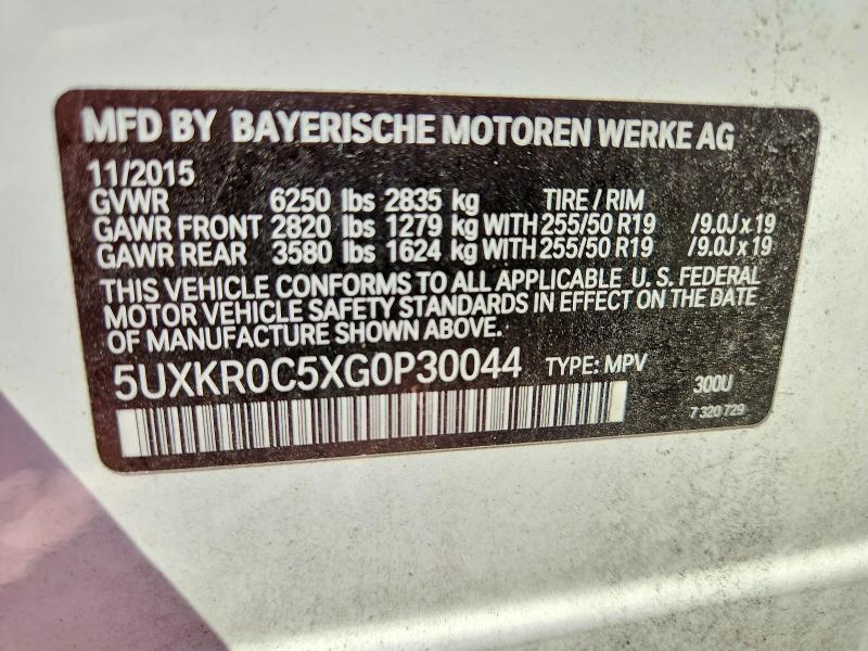 41630736 :رقم المزاد ، 5UXKR0C5XG0P30044 vin ، 2016 Bmw X5 مزاد بيع