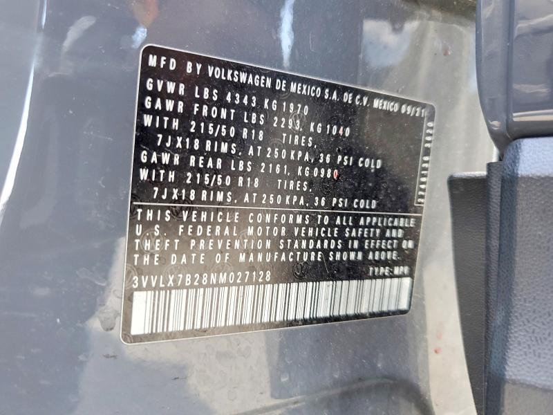 Aukcja sprzedaży 2022 Volkswagen Taos, vin: 3VVLX7B28NM027128, numer aukcji: 55081236