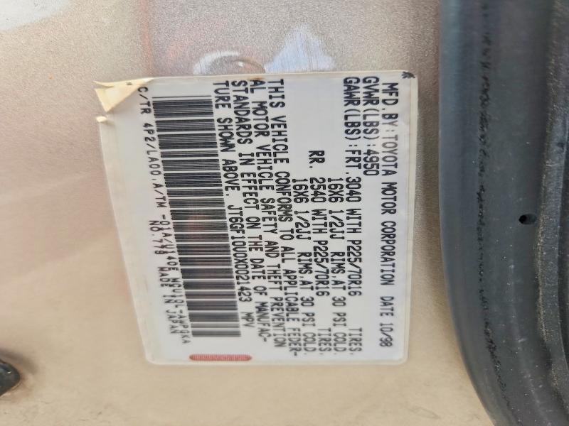 Продажа на аукционе авто 1999 Lexus Rx, vin: JT6GF10U0X0021423, номер лота: 54553966
