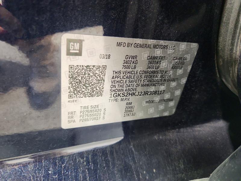 52456826 :رقم المزاد ، 1GKS2HKJ2JR308117 vin ، 2018 Gmc Yukon Xl مزاد بيع