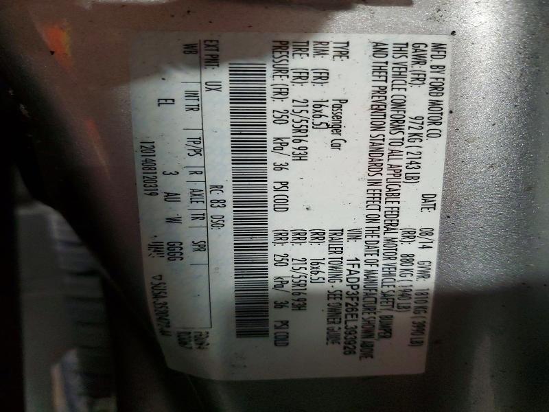2014 Ford Focus მანქანა იყიდება აუქციონზე, vin: 1FADP3F26EL393926, აუქციონის ნომერი: 54078616