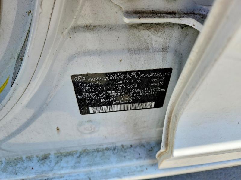 52884416 :رقم المزاد ، 5NPD84LF3HH023627 vin ، 2017 Hyundai Elantra مزاد بيع
