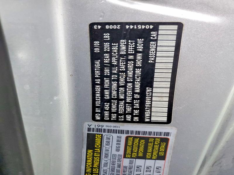 52881876 :رقم المزاد ، WVWBA71F69V012767 vin ، 2009 Volkswagen Eos مزاد بيع