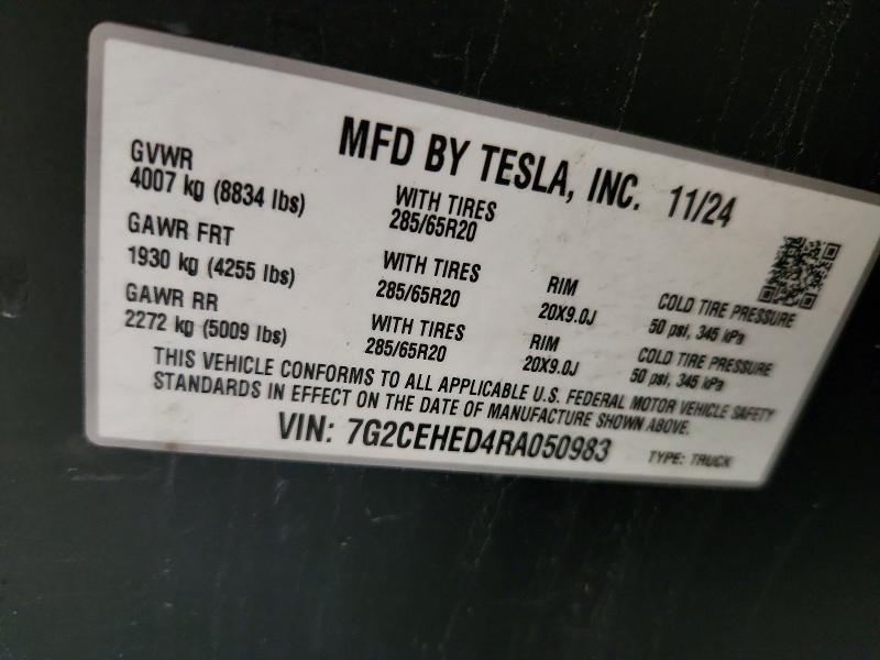 Aukcja sprzedaży 2024 Tesla Cybertruck, vin: 7G2CEHED4RA050983, numer aukcji: 53095366