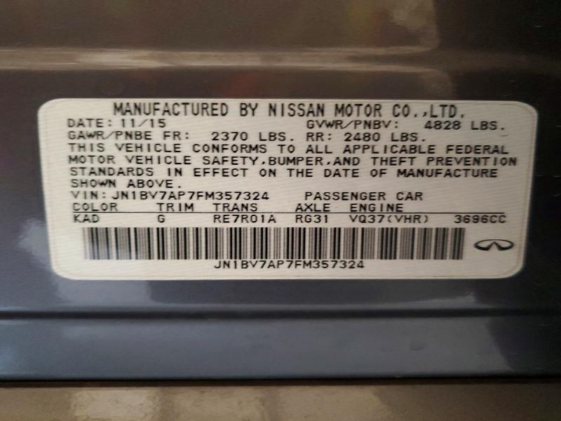 Aukcja sprzedaży 2015 Infiniti Q50, vin: JN1BV7AP7FM357324, numer aukcji: 54077816