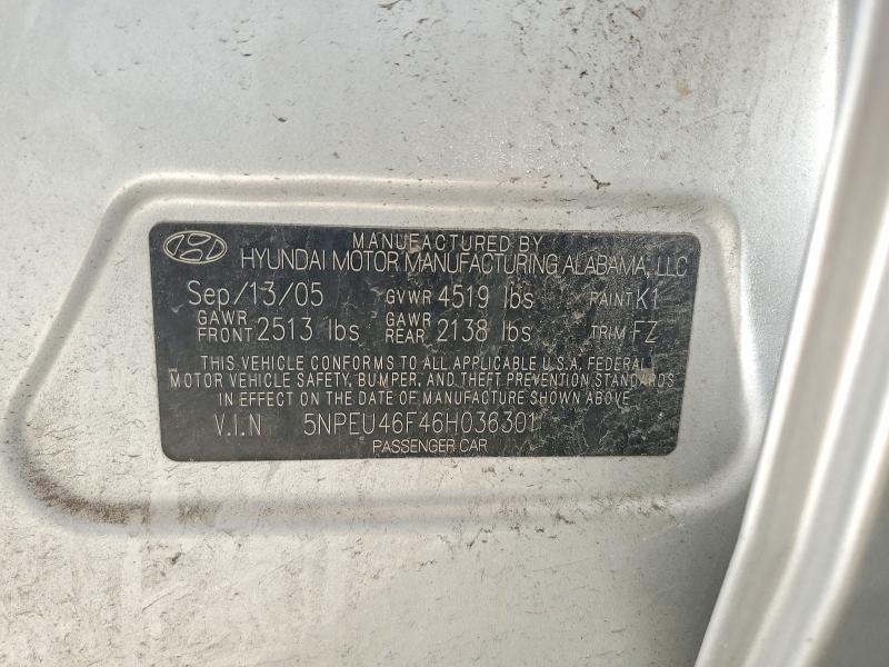 51411036 :رقم المزاد ، 5NPEU46F46H036301 vin ، 2006 Hyundai Sonata مزاد بيع