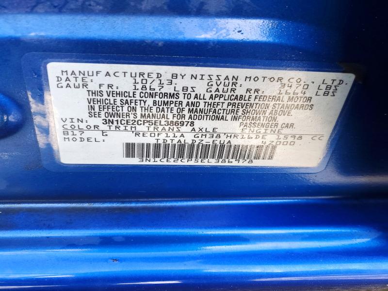 52511326 :رقم المزاد ، 3N1CE2CP5EL386978 vin ، 2014 Nissan Versa Note مزاد بيع