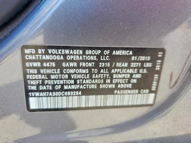 Продажа на аукционе авто 2013 Volkswagen Passat, vin: 1VWAH7A30DC093294, номер лота: 52099176