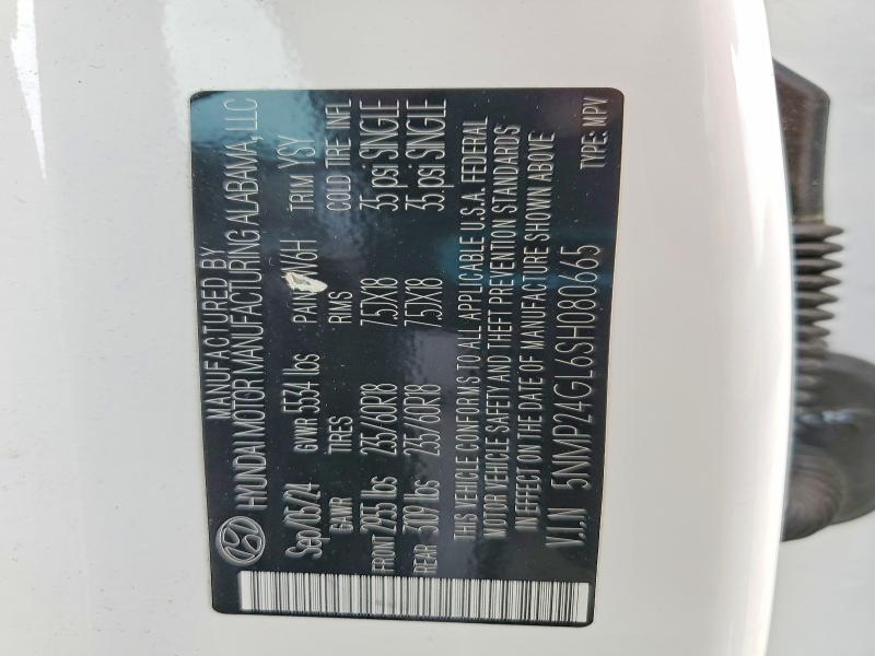 2025 Hyundai Santa Fe მანქანა იყიდება აუქციონზე, vin: 5NMP24GL6SH080665, აუქციონის ნომერი: 53051296