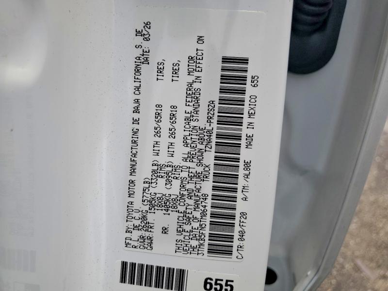 2026 Toyota Tacoma მანქანა იყიდება აუქციონზე, vin: 3TMKB5FN5TM064748, აუქციონის ნომერი: 55149366