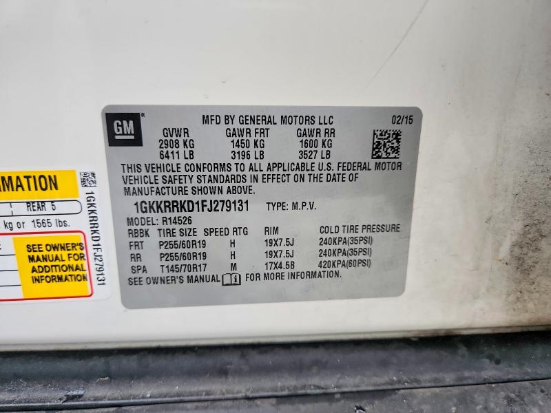 2015 Gmc Acadia მანქანა იყიდება აუქციონზე, vin: 1GKKRRKD1FJ279131, აუქციონის ნომერი: 52213746
