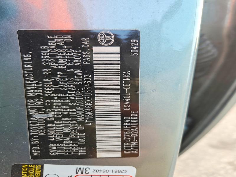 2007 Toyota Camry მანქანა იყიდება აუქციონზე, vin: 4T1BK46KX7U554602, აუქციონის ნომერი: 54207336
