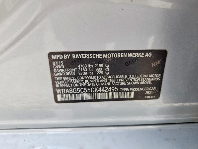 54755726 :رقم المزاد ، WBA8G5C55GK442495 vin ، 2016 Bmw 328 مزاد بيع